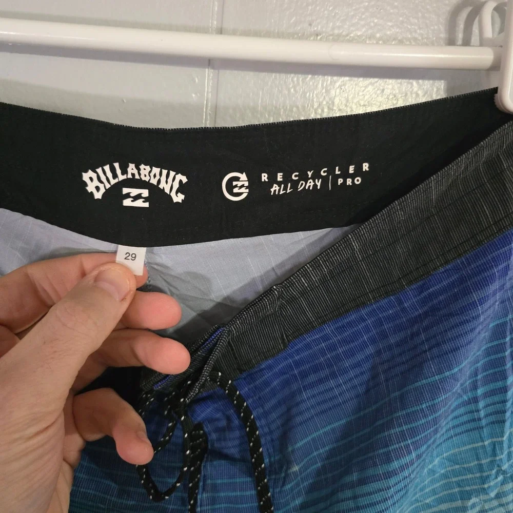 Billabong Board Shorts Mens 29 Blue Grey Striped Recycler All Day Pro Trunks‎
